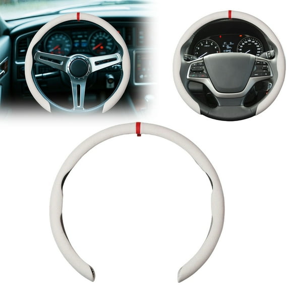 uvwlwu Leather Steering Wheel Cover For All Seasons Perforated Sweat Absorbent Sports Card Type To The Standard Handle Cover(A,38cm)