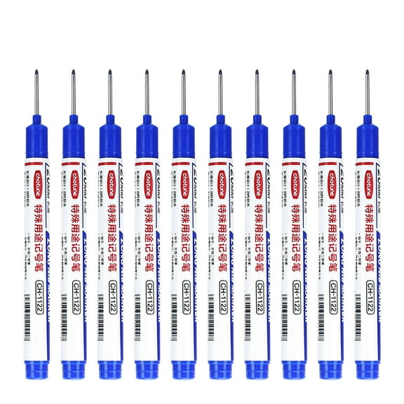 uvwlwu Long Reach Deep Hole Marker Pens for Construction Carpentry and Metal Marking with 20mm Extended Nose(Blue)