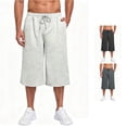 thumbnail image 1 of uvwlwu Men Baggy Capri Sweatpants Elastic Waist Loose Athletic Shorts with Side Pockets for Workout Gym Daily Casual Wear,S, 1 of 6