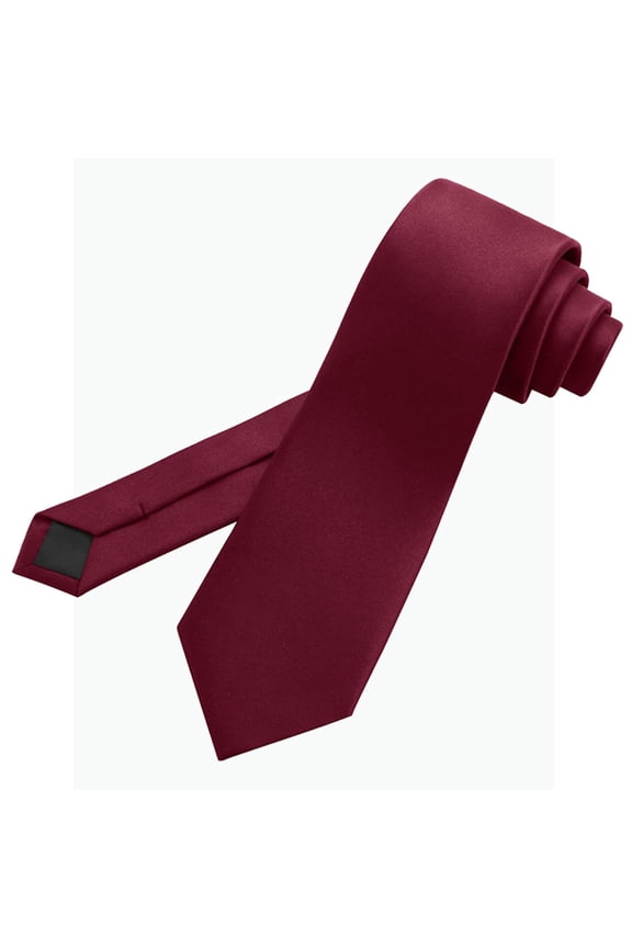 Men's Smooth Satin Red Tie Classic Solid Color Versatile Necktie for Wedding Business Formal Occasions