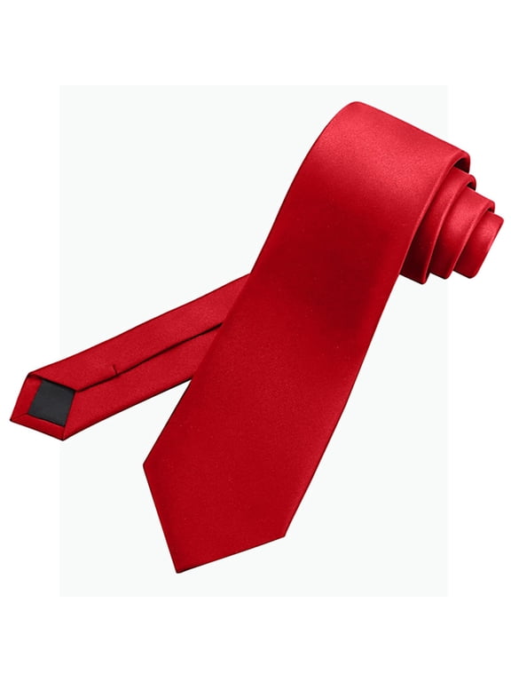 Men's Smooth Satin Red Tie Classic Solid Color Versatile Necktie for Wedding Business Formal Occasions