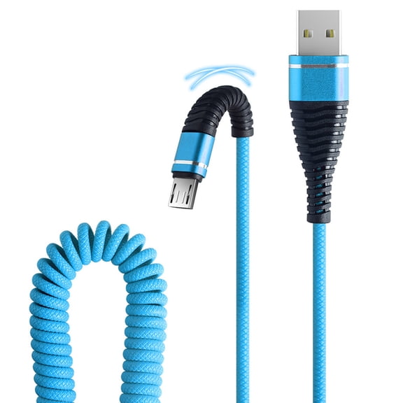 uvwlwu Micro USB Fish Tail Spring Durable Cable Data Fast Charging For Android Phone(Blue)
