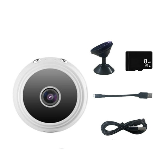uvwlwu Mini Portable Surveillance Wide Angle Night Application Control Wireless Installation 8GB Memory Card(White)