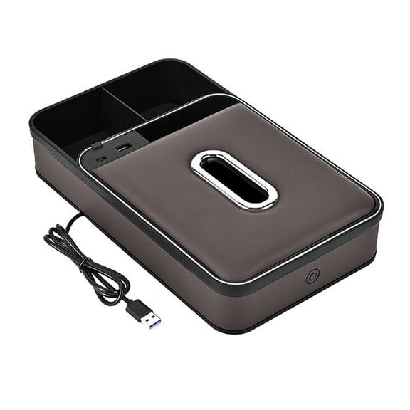 uvwlwu Multifunctional Truck Center Console Storage Armrest with Integrated LED Ambient Light and Leather Tissue Holder for Enhanced Interior Organization(B)