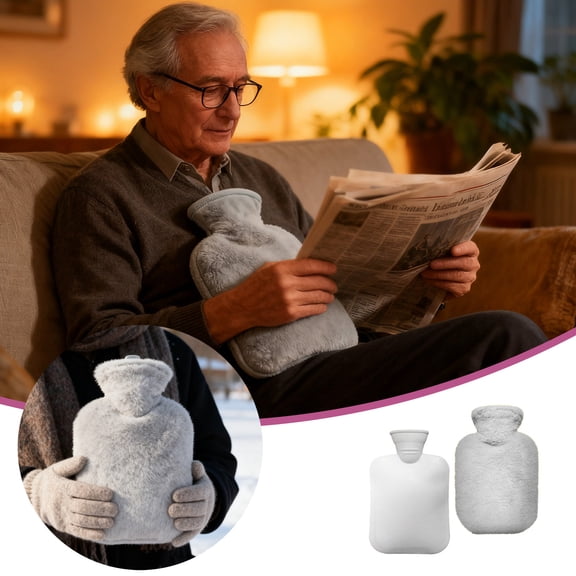 uvwlwu Natural Rubber Reusable Hand Warmer Hot Water Bottle with Long Lasting Heat Retention for Comfort in Cold Weather(Grey)