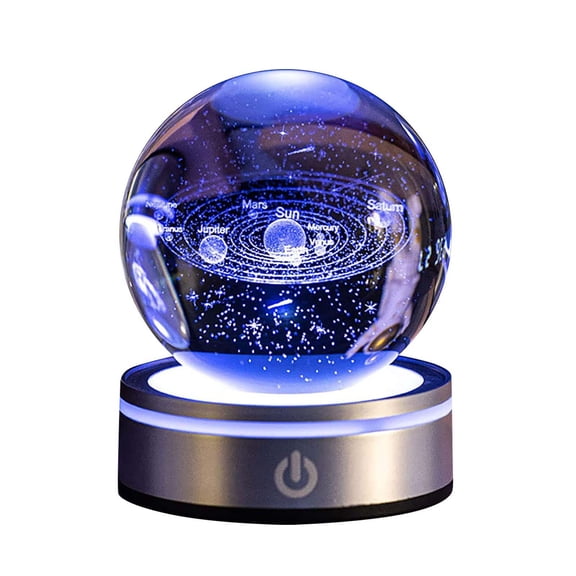 uvwlwu Night Light 3D Solar System Planets Night Light Glass Lamp Night Scene Astronomy LED Lamp Astronomy Model For Astronomy Lovers [Ene 1ml(B,A)
