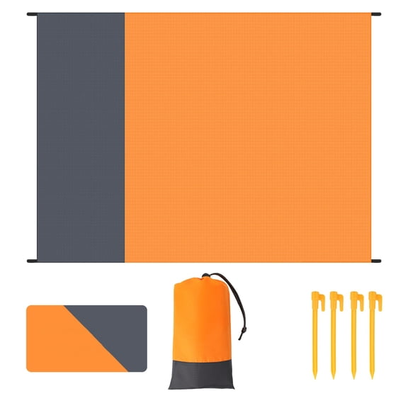uvwlwu Outdoor Camping Picnic Mat Portable Pocket Folding Beach Mat Matching Color Beach Mat(Orange)