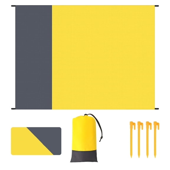 uvwlwu Outdoor Camping Picnic Mat Portable Pocket Folding Beach Mat Matching Color Beach Mat(Yellow)