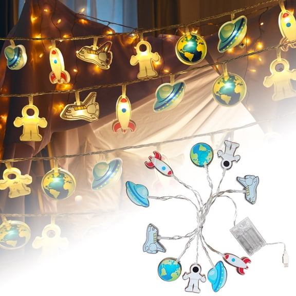 uvwlwu Outer Space Themed Acrylic Decoration String Light Set for Children Bedroom and Festival Atmosphere(Sky Blue)