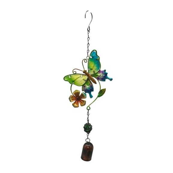 uvwlwu Painted Butterfly Rust-proof Metal Wind Chime Hanging Room Decoration(Yellow)