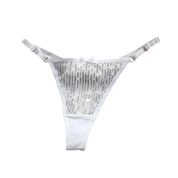 uvwlwu Panties for Women Glitter Thong Panties High Waist Comfortable Adjustable Lingerie Underwear For Underwear Women Pack(Size:M)