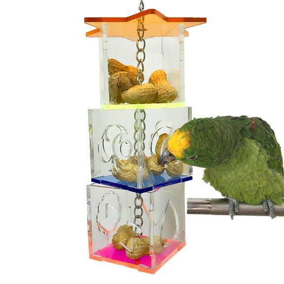 uvwlwu Pet Bird Acrylic Accessories Foraging Bird Macaw Cockatoos Birds Hanging Toys(Multicolor)