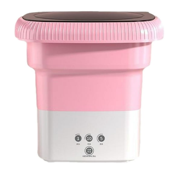 uvwlwu Portable Foldable Mini Washing Machine Compact Smart Laundry Cleaner for Small Items Travel Use(Pink)