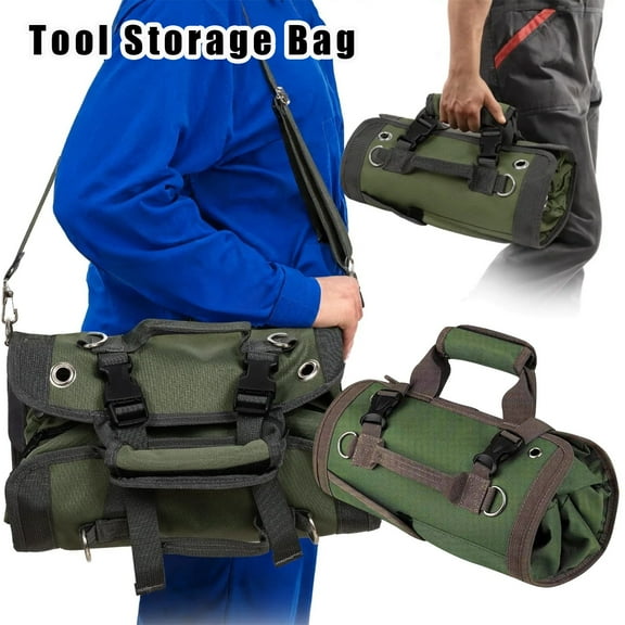 uvwlwu Portable Folding Tool Storage Bag Roll Up Tool Storage Kit Electrical Hardware Tool Storage Bag Car Tool Storage Bag(Green,32x52cm)