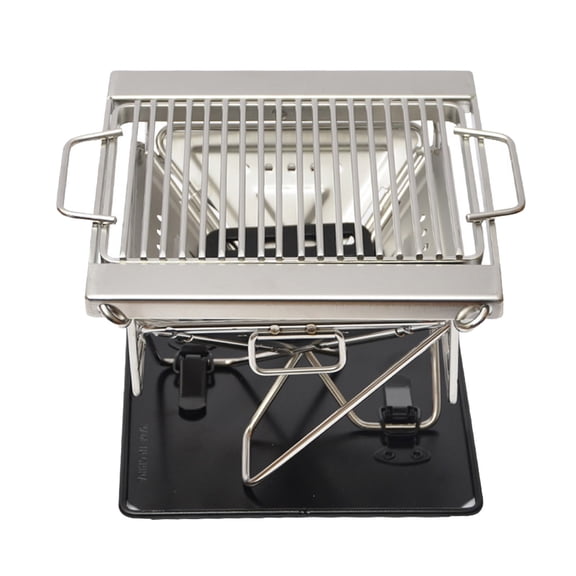 uvwlwu Portable Outdoor Folding Grill For Camping And Hiking – Compact Camp Stove With Integrated Grate And Carry For Efficient Outdoor Cooking(Silver,21X18X17cm)