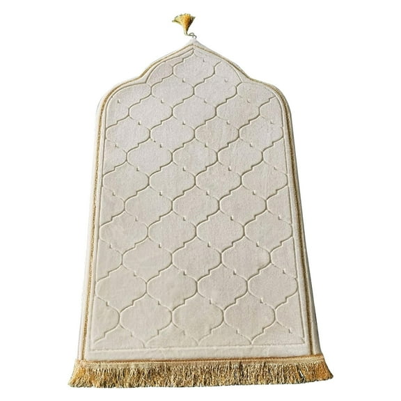 uvwlwu Portable Prayer Mat with Embossed Flannel and Sponge Base for Comfortable Indoor Outdoor Worship(Beige)