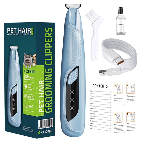 uvwlwu Rechargeable Pet Grooming Clipper with LED Light for Dogs and Cats Featuring Powerful Motor and Quiet Operation(Sky Blue)