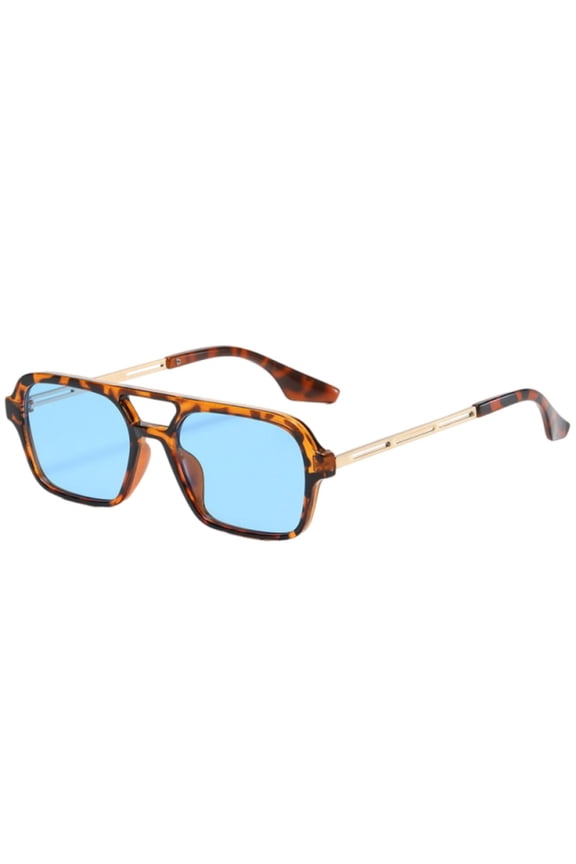Retro 70s Square Sunglasses For Flat Narrow Faces Style Cycling Glasses With Tinted(Sky Blue)