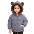 thumbnail image 1 of uvwlwu Reversible Hooded Jacket For Girls Warm Winter Coat With Bear Ears Soft Double Thickened Outerwear For Kids Toddler Youth(Grey,3-4 Years), 1 of 5