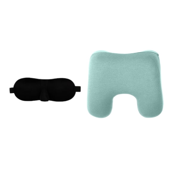 uvwlwu Reversible Memory Foam Travel Pillow with Arm Rest and Eye Ear Plugs for Comfortable Support and Restful Sleep(B)