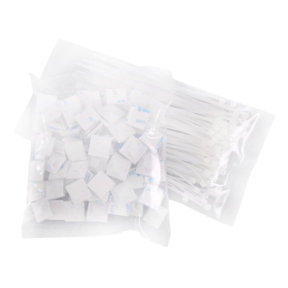 uvwlwu Self Tie Fixer Positioning Plate 23x23cm 100 Pack Zip Tie Mount With Ties Self Mounts For Wire Holder White Management Clips Wall(White)