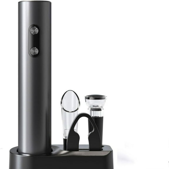 uvwlwu Set Automatic Corkscrew with Foil Cutter and Rechargeable Base for Home Bar Kitchen(Grey)