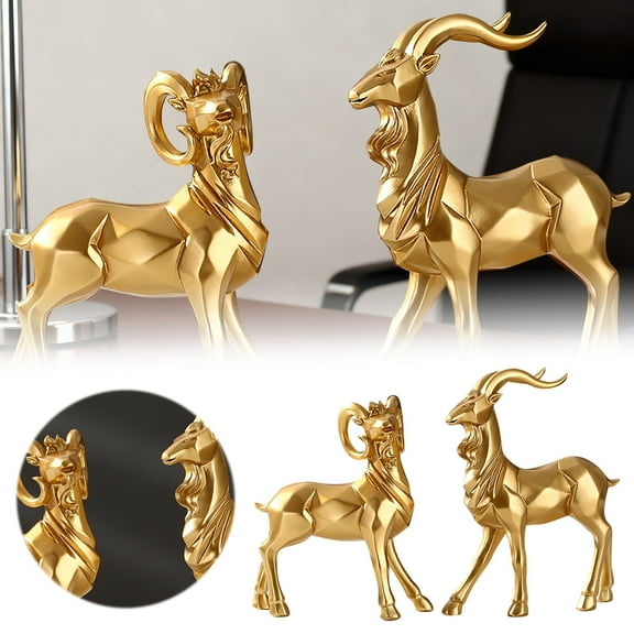 uvwlwu Sheep Sculpture Desktop Ornament For Home Elegant Farmhouse Animal Figurine Collectible Art(Gold,22cm)