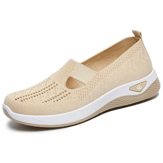 uvwlwu Shoes for Women,Flower Embroidered On Knitting Flat Loafers,Mary Jane Breathable Elastic Mesh Comfy Platform Non Memory Foam,Walking Shoes(Size:8.5)