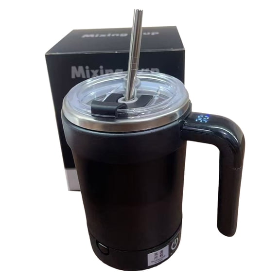 uvwlwu Smart Home Automatic Self Stirring Coffee Mug Rechargeable Mixing Cup With Temperature Display(Black)