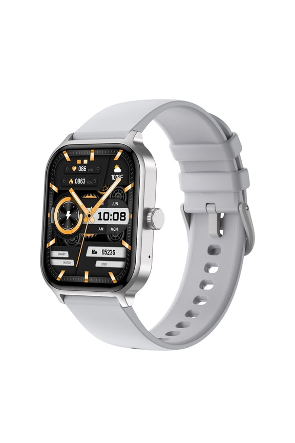 Smart Watch With Calling Heart Rate & Pressure Notification Alerts Camera Control Fitness For Steps Distance &(Silver)