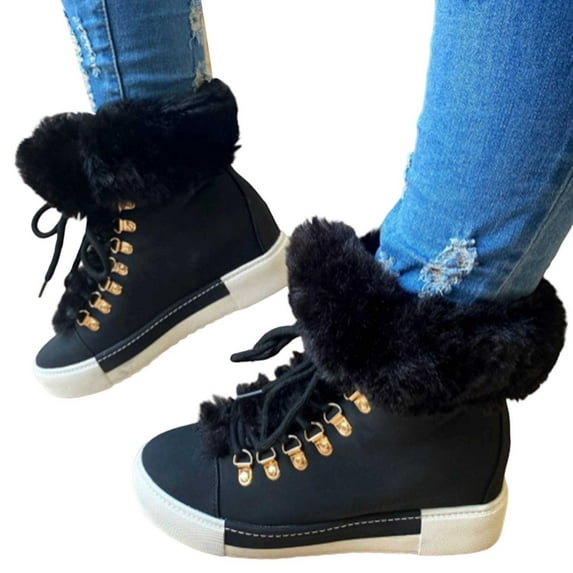 uvwlwu Sneakers for Women Female European And Winter Short Top Long Snow Boots With A Large Style Thickened And Boots
