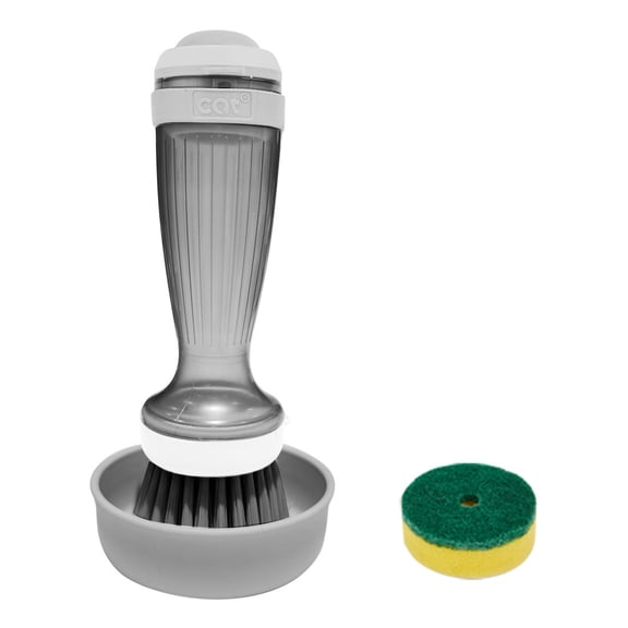 uvwlwu Soap Dispensing Dish Brush With Holder And Replaceable Sponge Tips Kitchen Cleaning Brush With Soap Dispenser Dish Brush Kitchen Scrub Brush Degreaser Brush For Pots And Dishes(A)