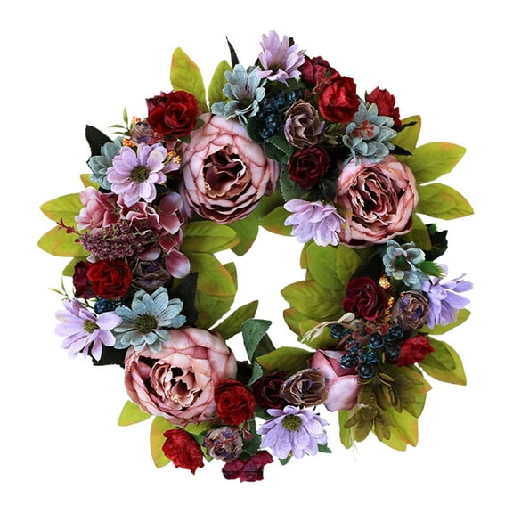 uvwlwu Spring Peony Flower Wreath Floral For Wedding Hotel Props 田园 ( Garden) Door Hanging Ornament By Manufacturer(Purple,35cm)