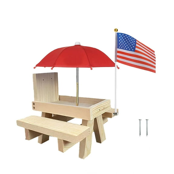 uvwlwu Squirrel Feeder Table With Umbrella Wooden Squirrel Feeder Durable Squirrel Feeder Corn Cob Holder With Solid Structure And Nail Thick Benches Squirrel Feeder Table 1pc(B)