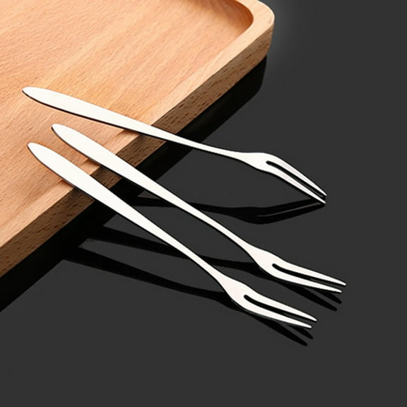 uvwlwu Stainless Steel Dessert Forks Fine Cake Fruit Cutlery Set for Elegant Dining Kitchen Bar(Silver)