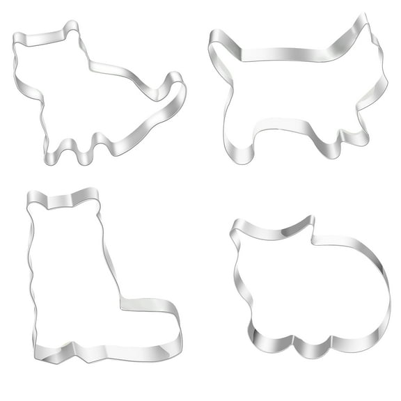 uvwlwu Stainless Steel Mould 4pc Cat Shape Cutting Die Cartoon Steamed Bun Dough Cutting Die(Silver)