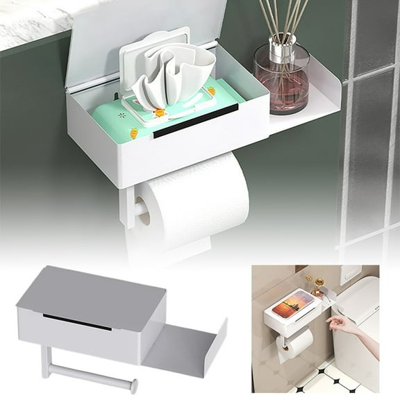 uvwlwu Stainless Steel Wall Mounted Storage Rack For Bathroom And Toilet Stylish Design For Holding Toilet Paper And Other Items Space Saving Organizer Solution(White,20cm)