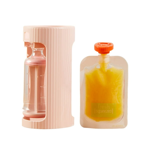 uvwlwu Station For Homemade Baby Food Fruit Puree Baby Food Pouch Filling Maker With 10pcs Pouches Dishwasher(Pink,9.5x8.1x18cm)