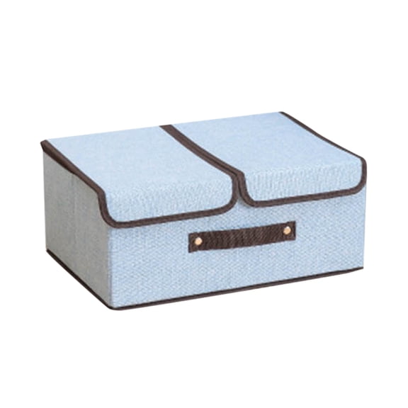uvwlwu Storage With Lids Fabric Foldable Clothes Storage Cube With PU Leather Handles Board Decorative Foldable Lidded Cotton Linen Storage Cubes Home(Blue)