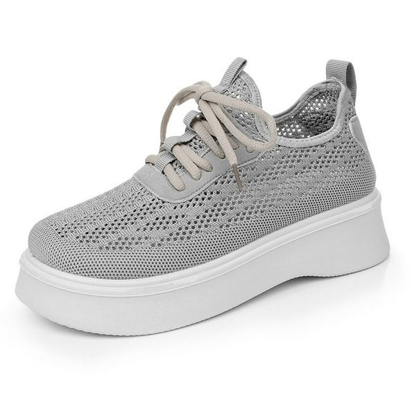 uvwlwu Stylish Women's Casual Shoes For Everyday Wear Comfortable On Design With Thick Sole And Mesh Upper For Summer And Fall Fashion(White,7)