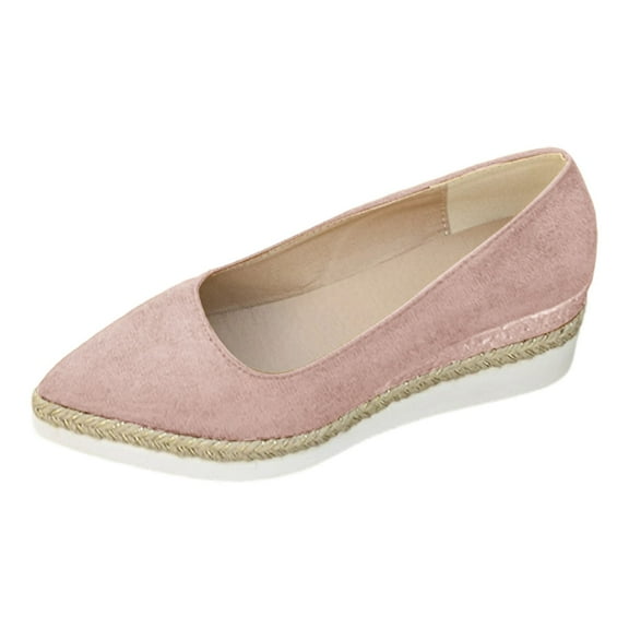 uvwlwu Stylish Women's Casual Shoes Newest Comfortable Suede Wedge On Pointed Toe Espadrille For Everyday Use(Pink,7)