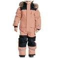 thumbnail image 1 of uvwlwu Toddler Snow Suit, Boys All Weather Thermal Snowsuit Windproof Softshell Jumpsuit With Detachable Hood For Outdoor Winter Adventures(Rose Gold,4-5 Years), 1 of 6