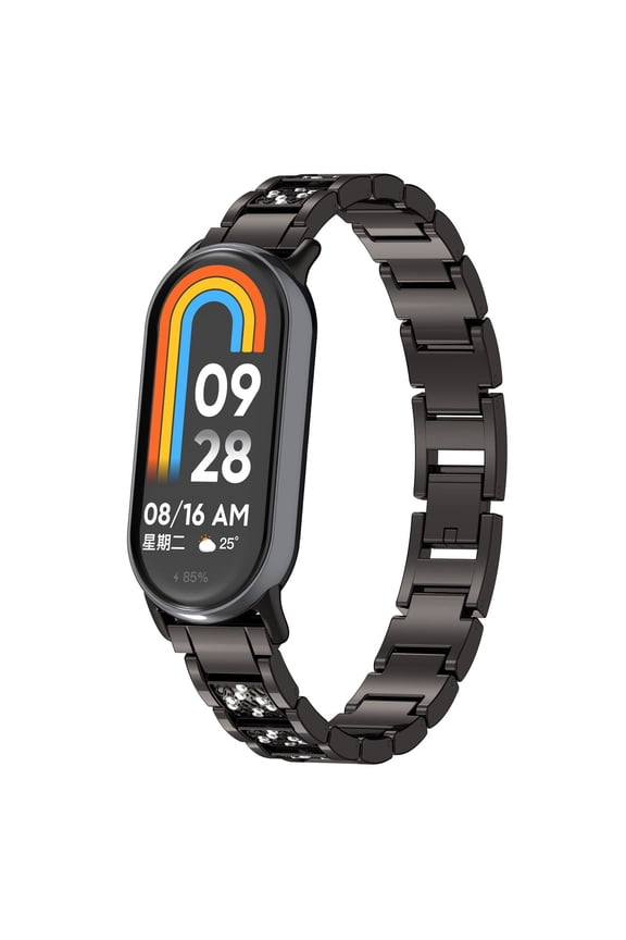 Trendy Metal Bracelet Watch Strap | 3 Bead Steel Band | Elegant Replacement Wristband(B)