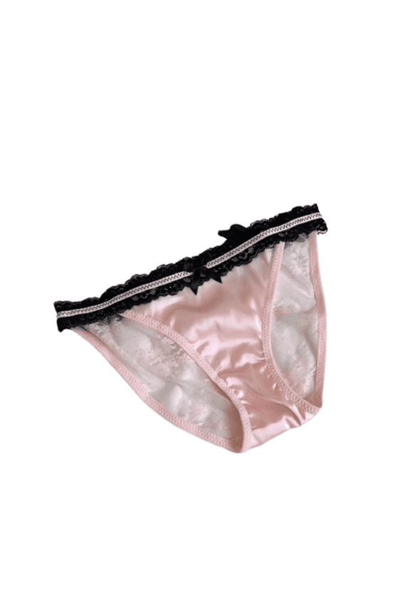 Panties for Women French Hot Girl Satin Low Waist Lace Bow Alluring Pustful Underpants Underwear Women Pack(Size:One Size)
