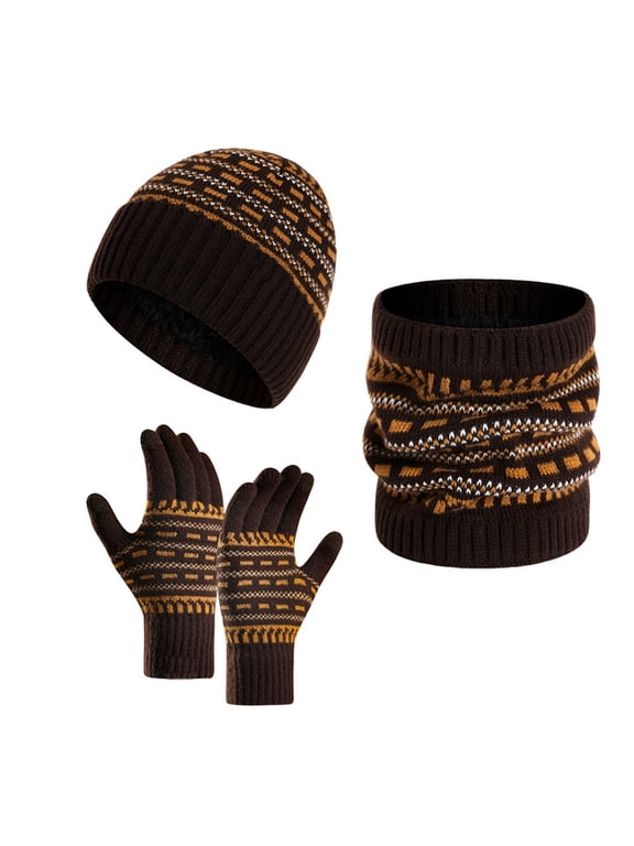 uvwlwu Unisex Warm Hat Scarf And Gloves Set Soft Stretchy Fit Relaxed Everyday Shape Neat Tailored Lines for Winter Walks Outdoors