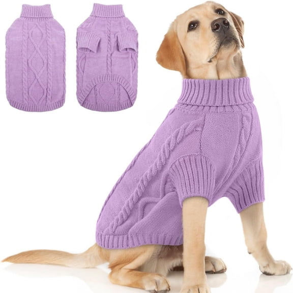 uvwlwu Winter Dog Sweater Turtleneck Knit Coat for Large Breed Warm Soft Apparel Male Female Autumn Season(A)