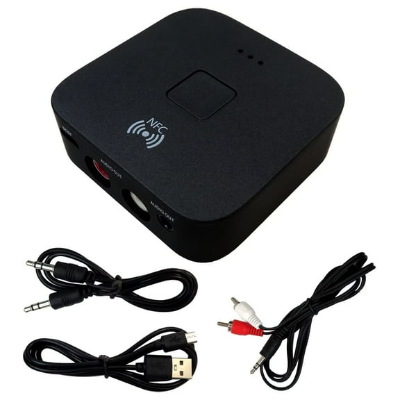 uvwlwu Wireless Audio Receiver Adapter with NFC for Home and Car Stereo Systems via 35mm AUX Connection(Black)