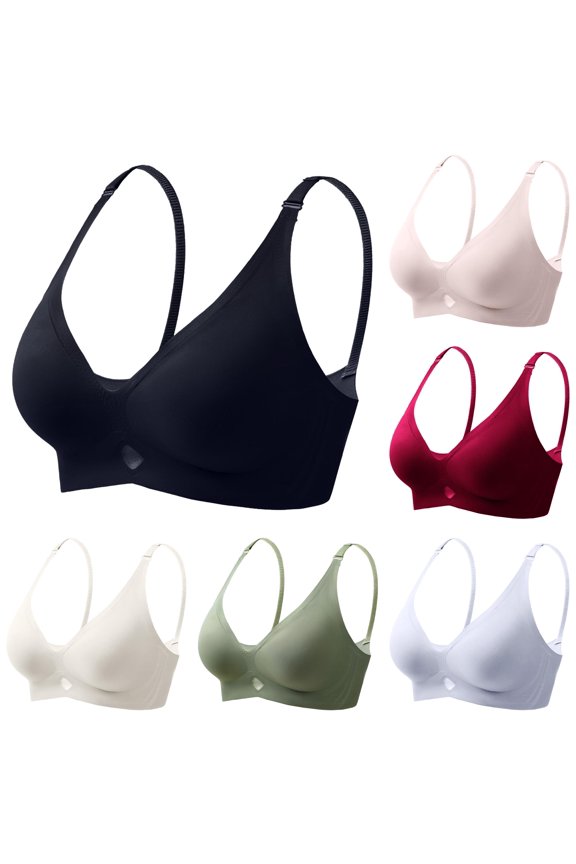 uvwlwu Women Front Cutout Breath Wireless Bra Adjustable Thin Straps Padded Full Cup Seamless Molded Cup Soft Stretch Lightweight All Day Daily Support Underwear,XL