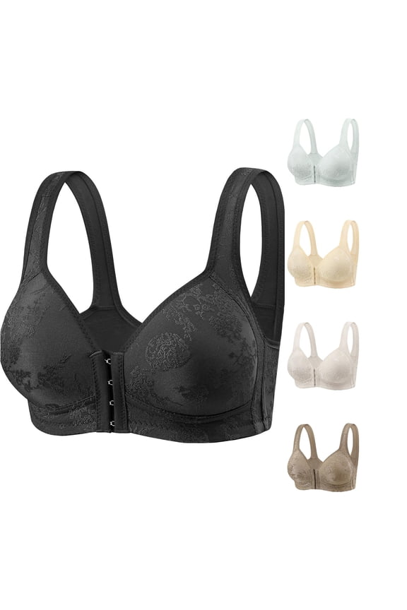 uvwlwu Women Front Hook Jacquard Floral Wireless Tank Bra Adjustable Wide Jacquard Straps Full Coverage Thin Molded Cup Soft Breath Side Support For Daily Sleep Casual Underwear,44