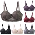 thumbnail image 1 of uvwlwu Women Full Floral Lace Underwire Lift Bra Adjustable Thin Straps Wide Side Band Full Coverage Molded Cup Soft Breathable Full Figure Daily Support Underwear,90C, 1 of 4